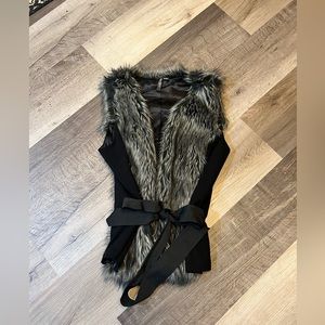 Faux fur sleeveless wrap vest